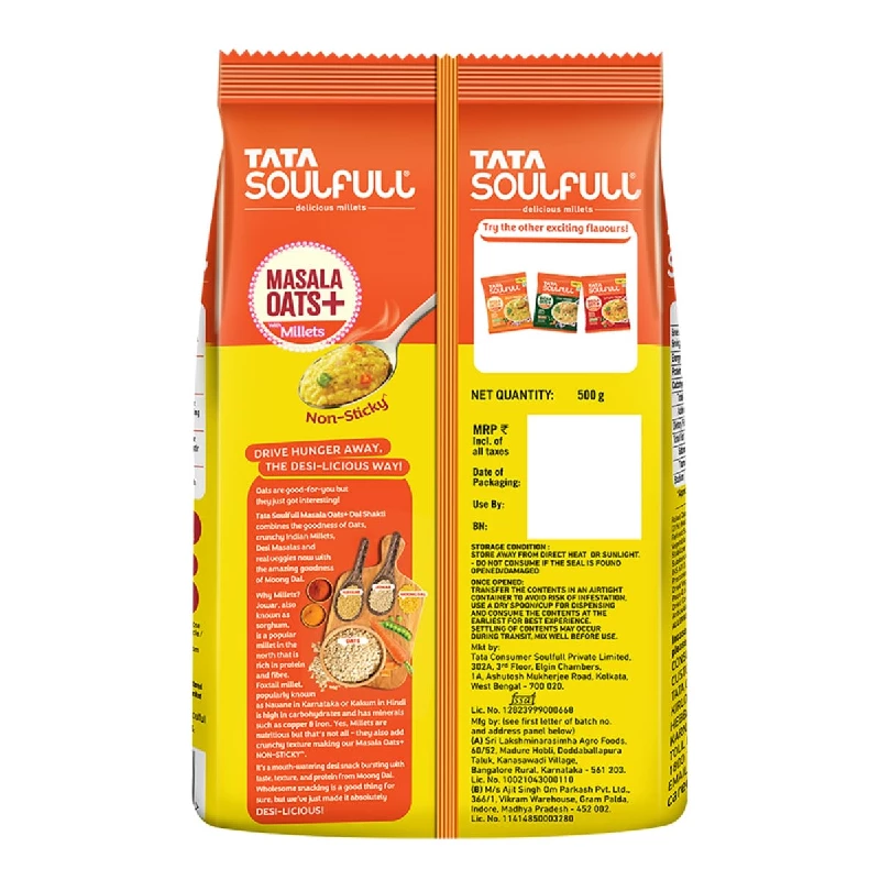 Tata Soulfull Masala Oats+ with Mast Masala with Dal Shakti, 500 g-4.webp